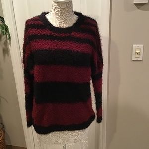 Millibon striped fuzzy sweater
